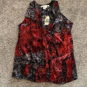 Studio M Red and Black Patterned Blouse